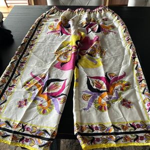 Zara Cream Relaxed Pant Elastic Waist Pucci Print Size Large